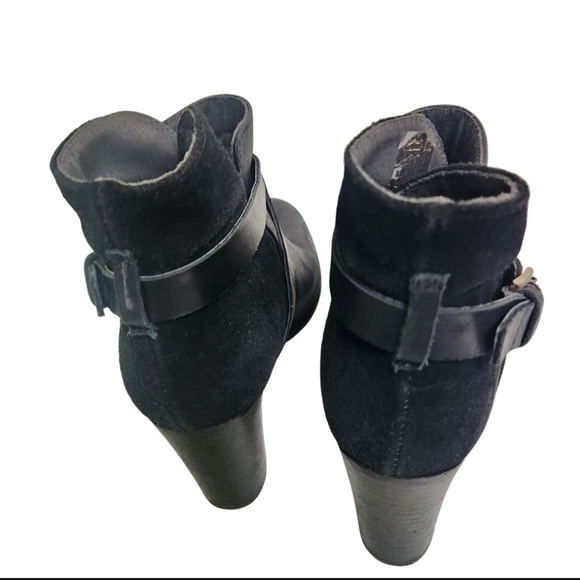 Jonak Paris Black Strap Leather Suede Heeled Booties Size 38(7.5) - Picture 4 of 7